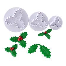 3 PC Holy Leaf Plunger Cutters – Festive Fondant & Sugarcraft Tools