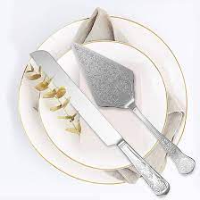 Silver Fancy Wedding Server Set – Elegant Cake Cutting Knife & Server