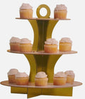 3-Tier Plastic Gold Cupcake Stand – Elegant Dessert Display
