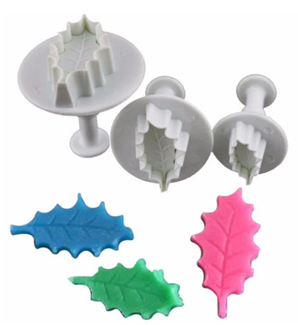 3 Pc Holy Leaf Plunger Cutters – Festive Fondant & Sugarcraft Tools