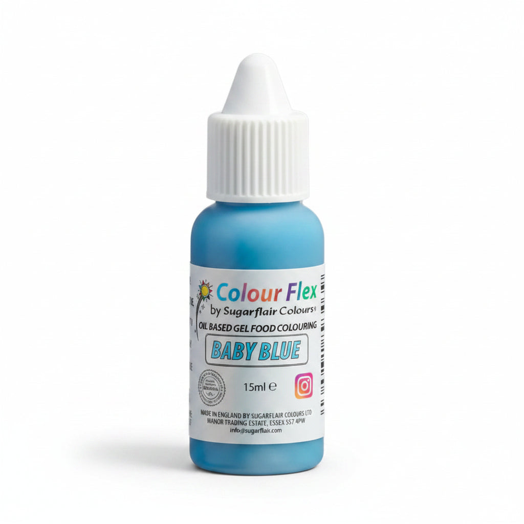 Bottle of Colour Flex baby blue food coloring 