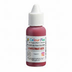 Bottle of Colour Flex by Sugarflair Christmas Red food coloring on a white background