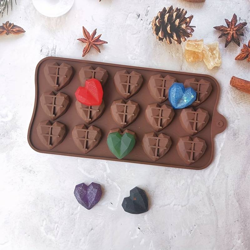 Geometric Silicon Heart Mold 15 Hole