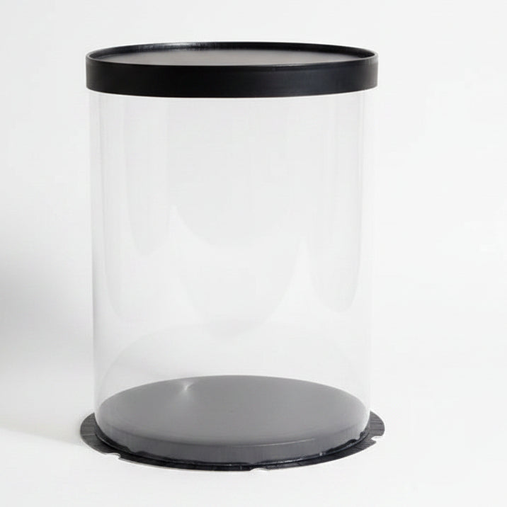 12" Round PVC Black Transparent Box