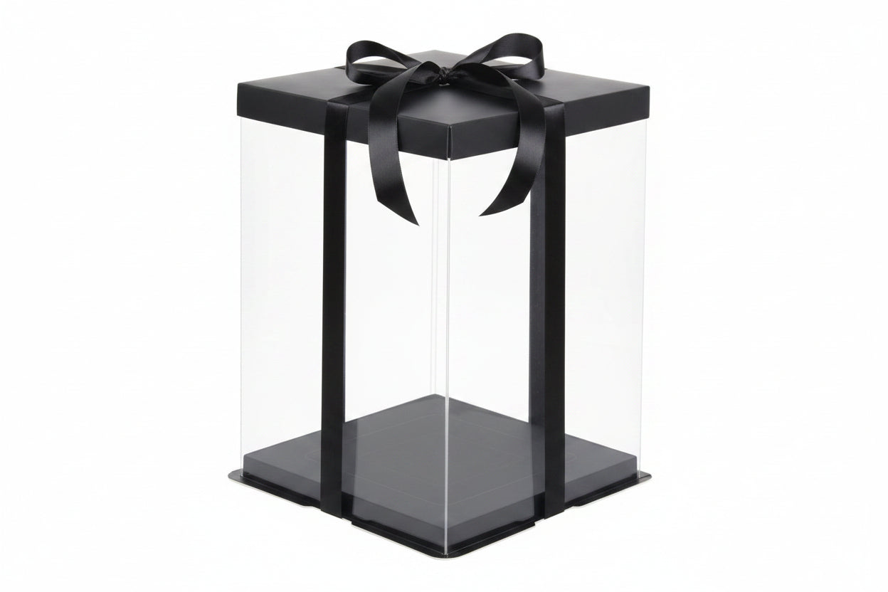 12" Square Pvc Black Transparent Box