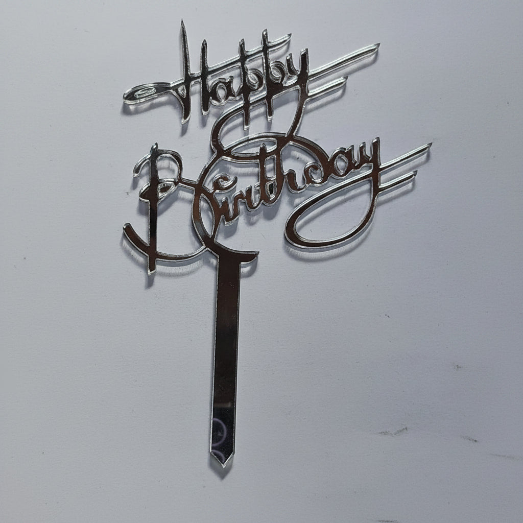 Silver Paper Topper- Happy Birthday