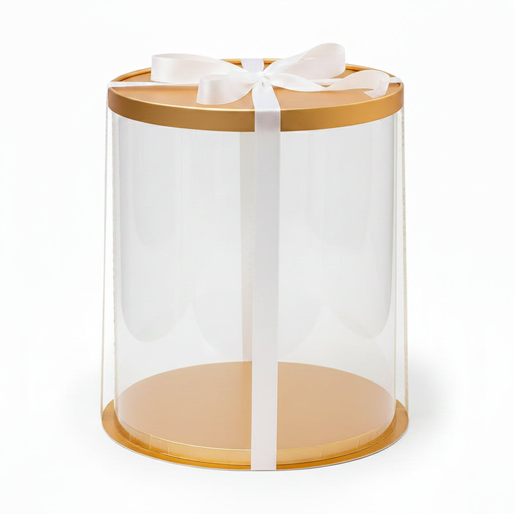 12" Round Pvc Gold Transparent Box( 2kg)
