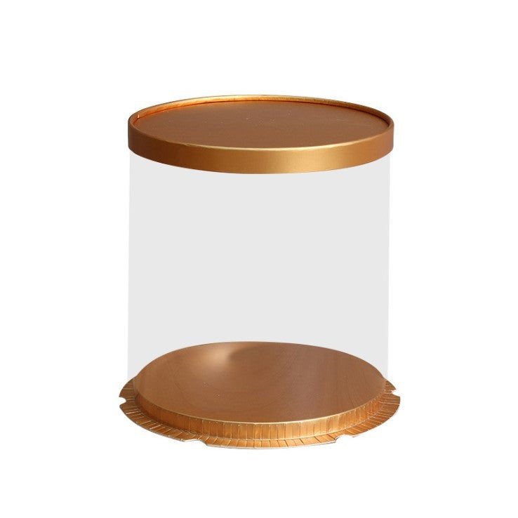 10" Round Pvc Gold Transparent Box