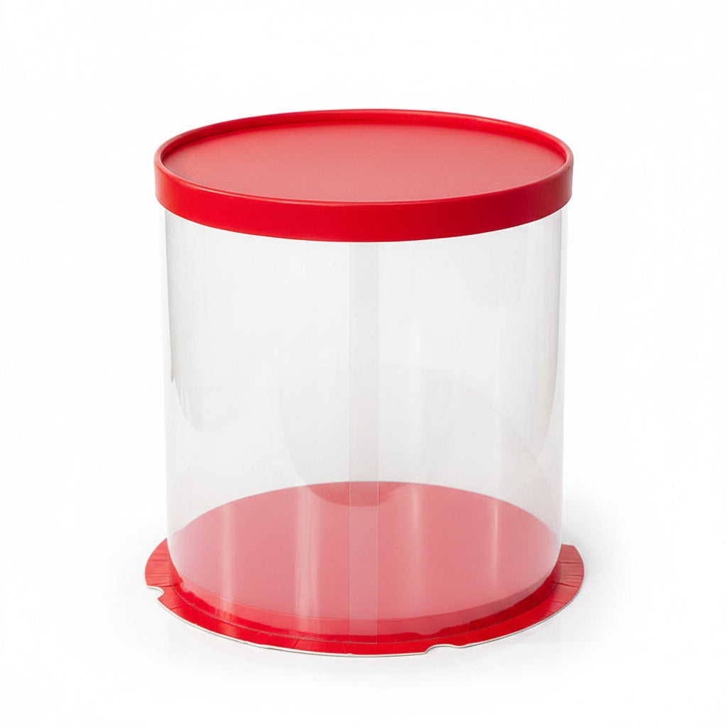 10" Round Pvc Red  Transparent Box (1kg)