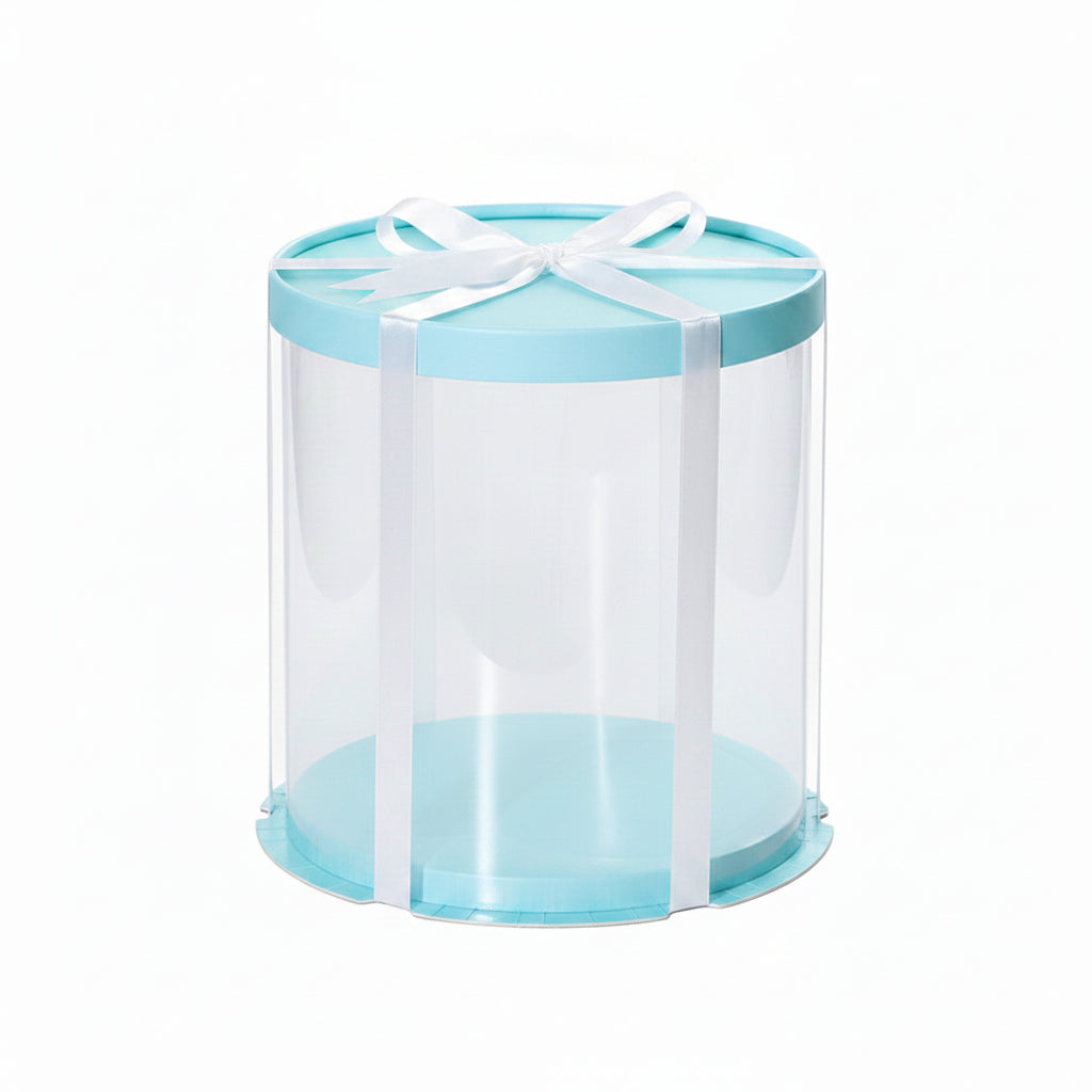 10" Round Pvc Turquoise Green Transparent Box
