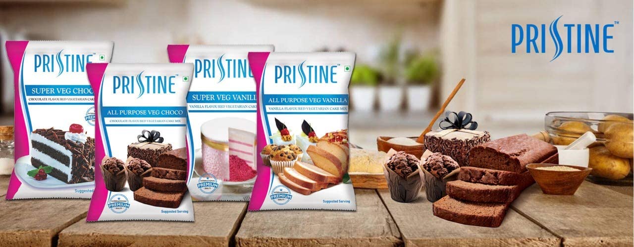 Pristine Super Vegetarian Vanilla Eggless Cake Mix – Soft, Fluffy & Egg-Free