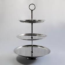 SILVER CAKE STAND PLAIN 3PC SET