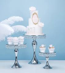 SILVER  WHITE PEARLS CAKE STAND 3SET
