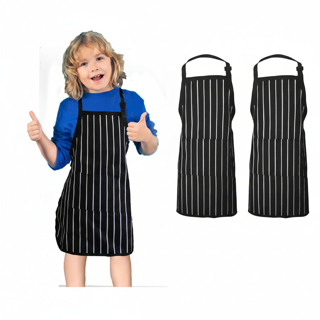 White and Black Stripped Adults and Kids Aprons