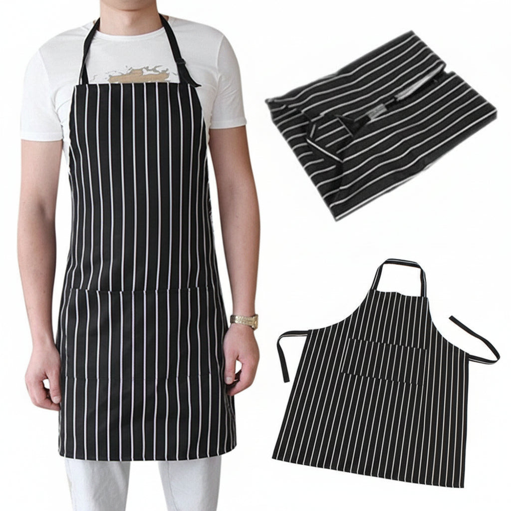 White and Black Stripped Adults and Kids Aprons