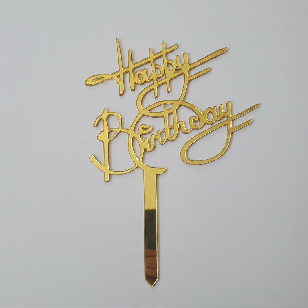 Happybirthday Arcylic Gold Topper