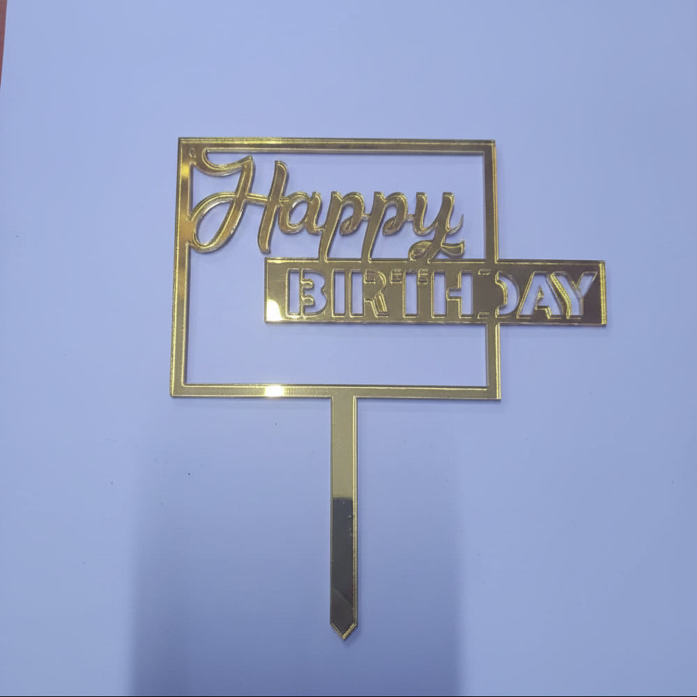 Happybirthday Arcylic Gold Topper