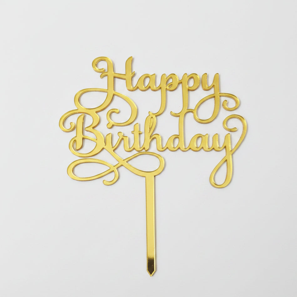 Happybirthday Arcylic Gold Topper