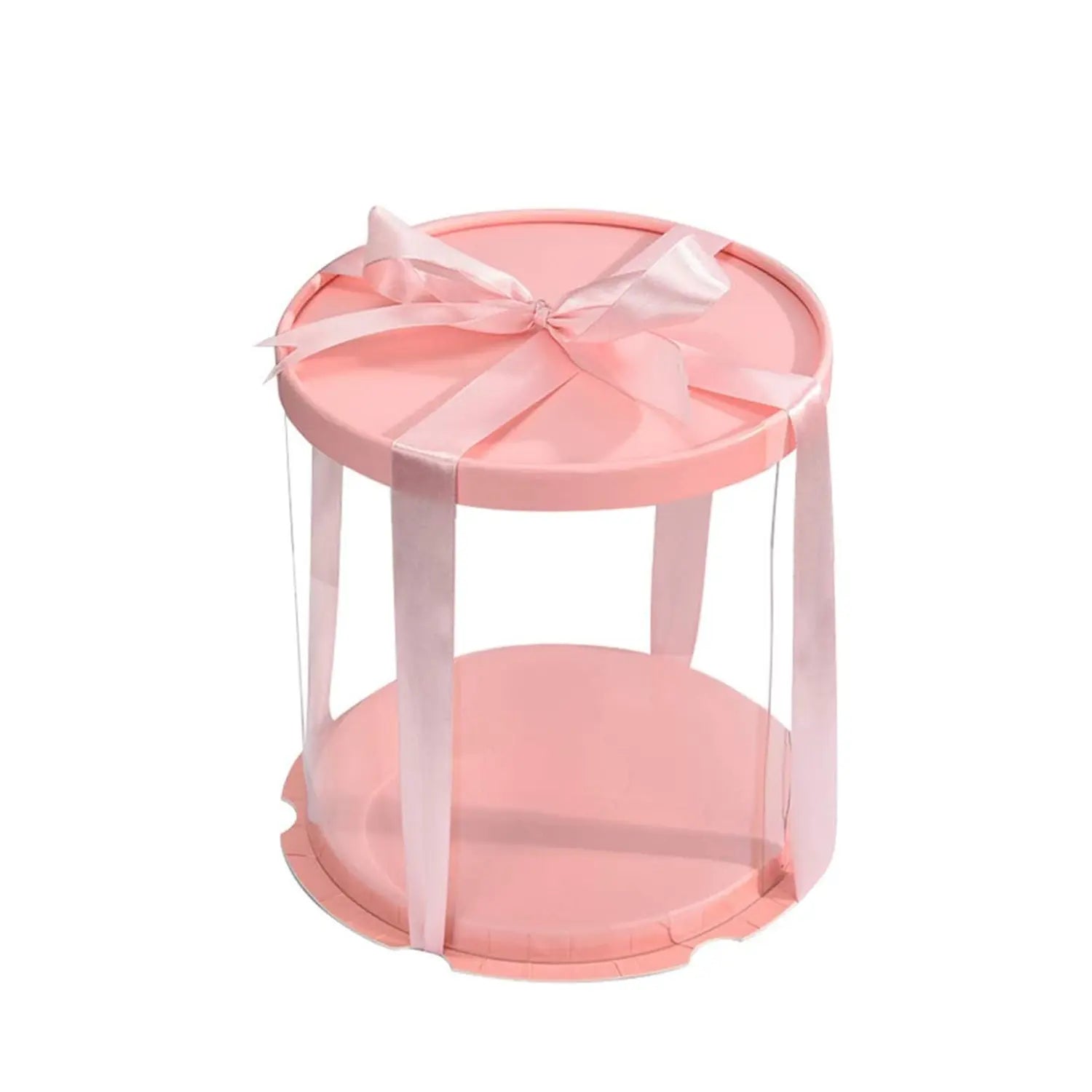 10" Round Pvc Pink Transparent Box