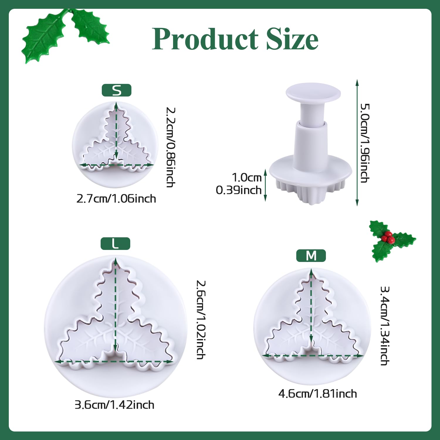 3Pc Cross Shape Leaf Plunger Cutter Set