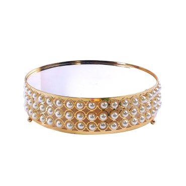Gold Pearl Cake Stand Round