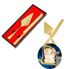 Gold Fancy Wedding Server Set – Luxury Cake Cutting Knife & Server