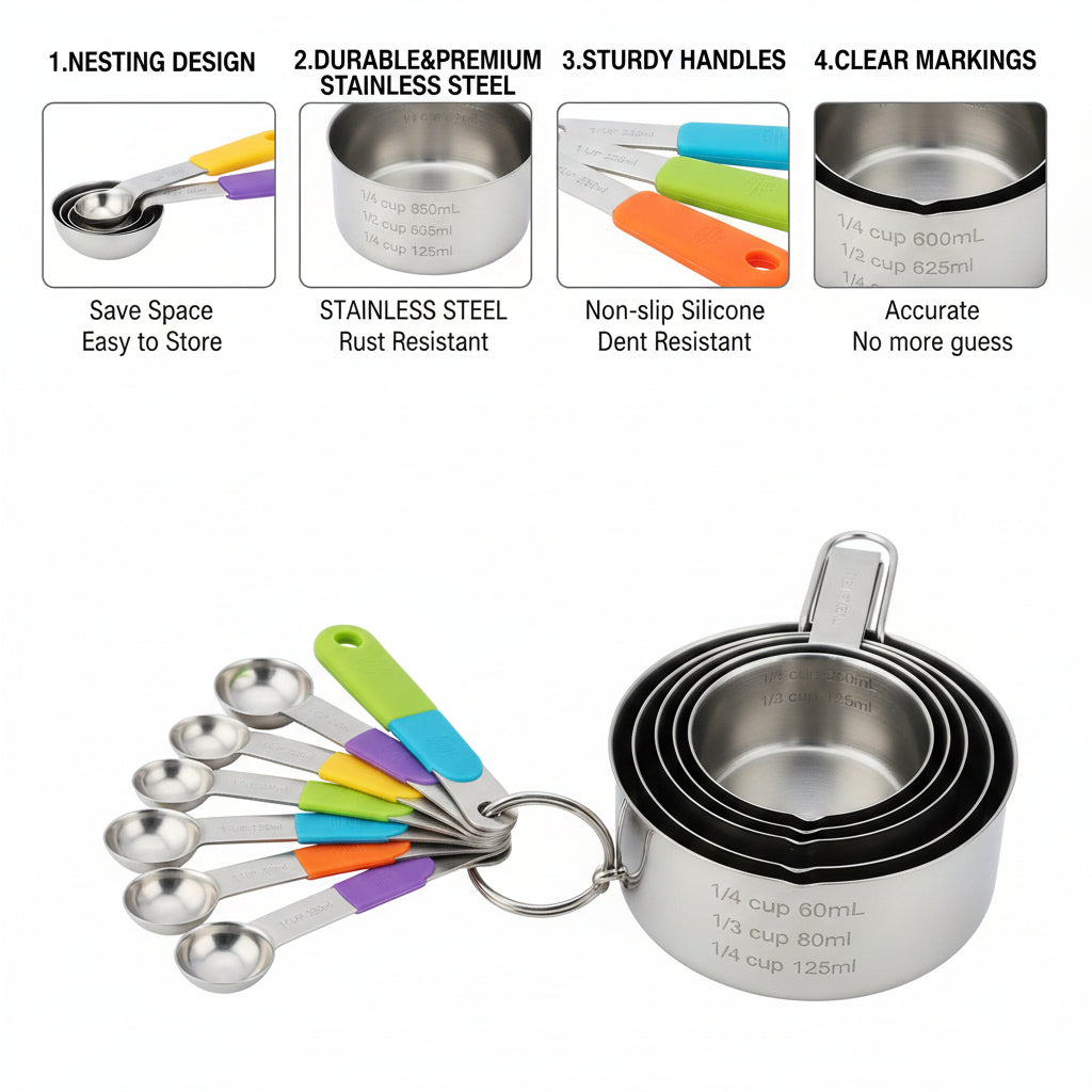 Stainless Measuring Cups And Spoons