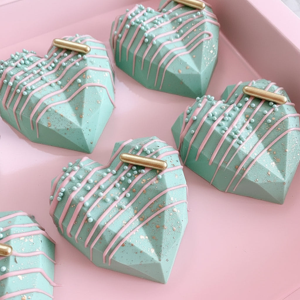 Large Geometric Silicone Heart Mold – Perfect For Breakable Hearts, Cakes & Chocolates