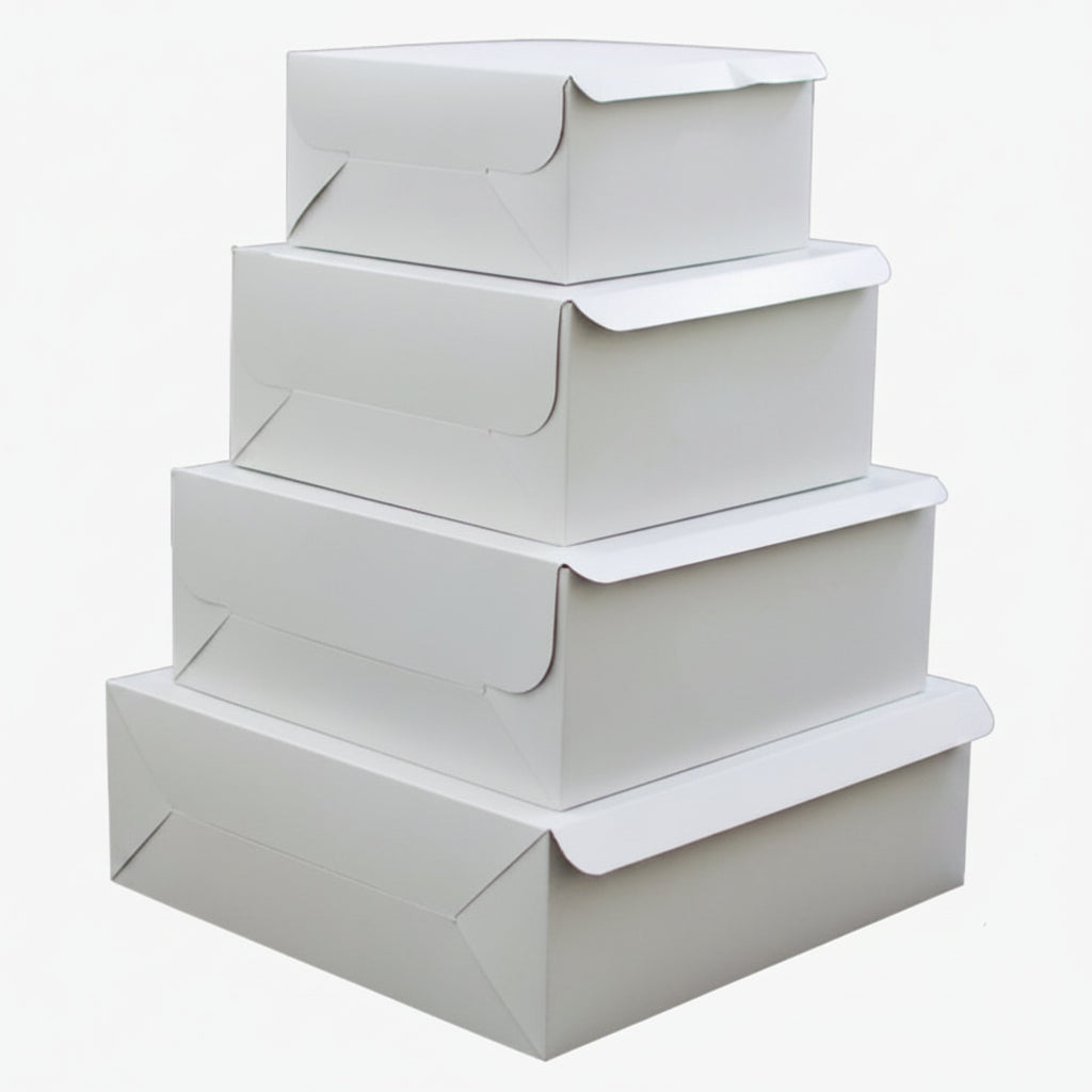 White Standard Cake Boxes | Standard (4") And Deep (5") Heights | (4" - 14")