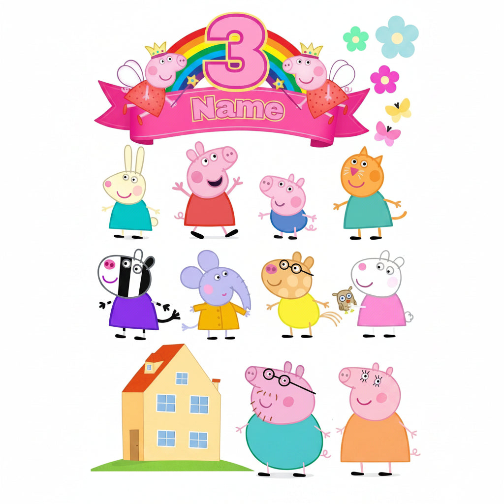 Pegga Pig Customized Cartoon Themed   toppers