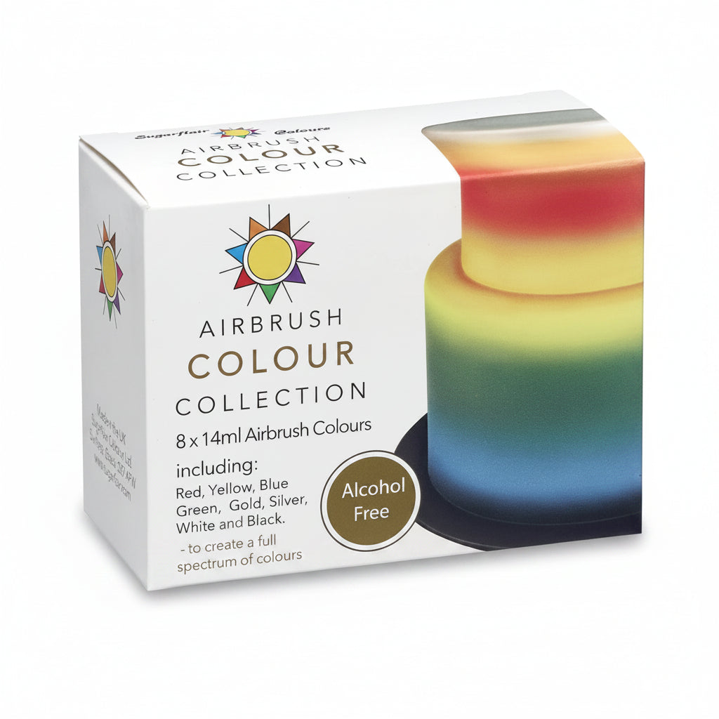 Sugarflair Alcohol Free Airbrush Colour Collection (E171 Free) 8x 14ml