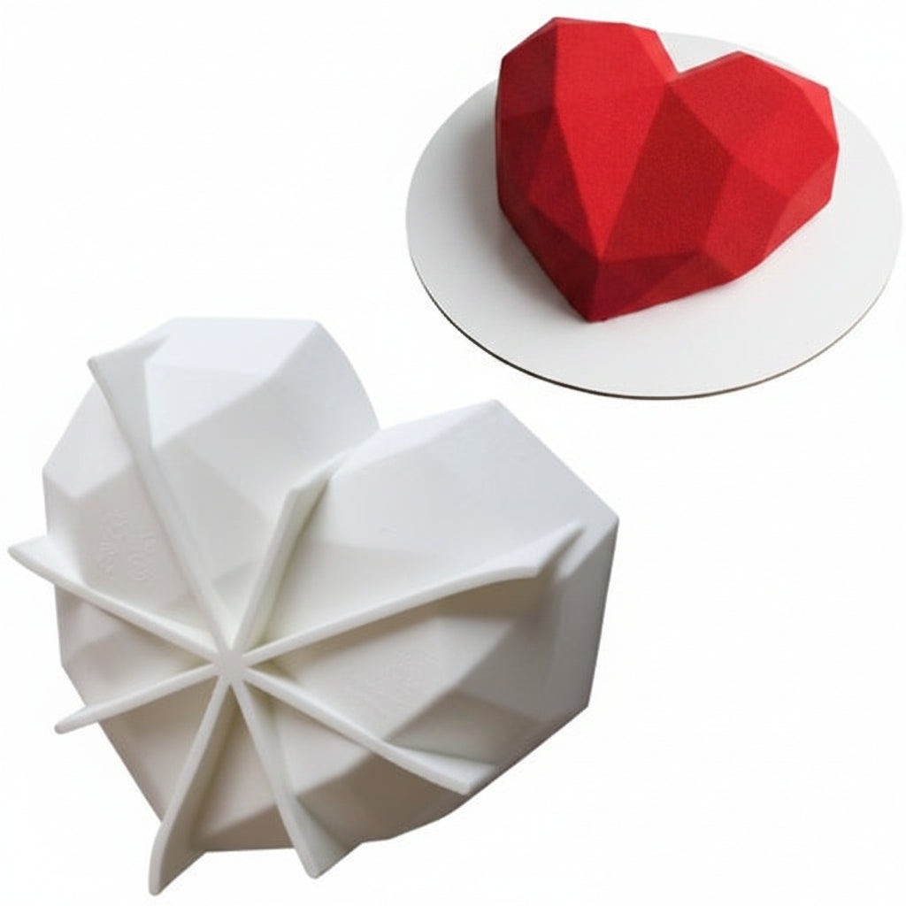 Geometric Silicon Heart Mold Large