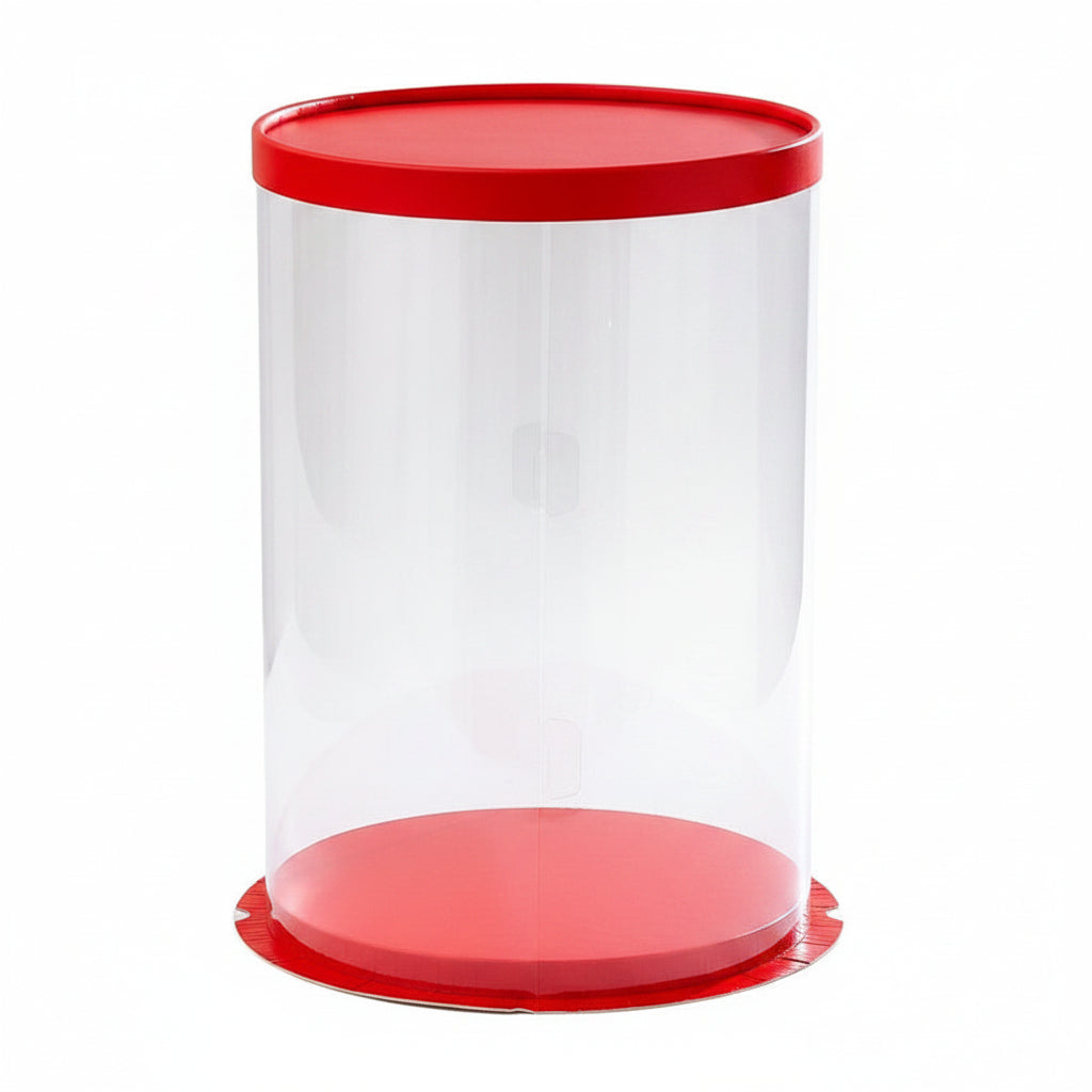 12" Round Pvc  Red Transparent Box