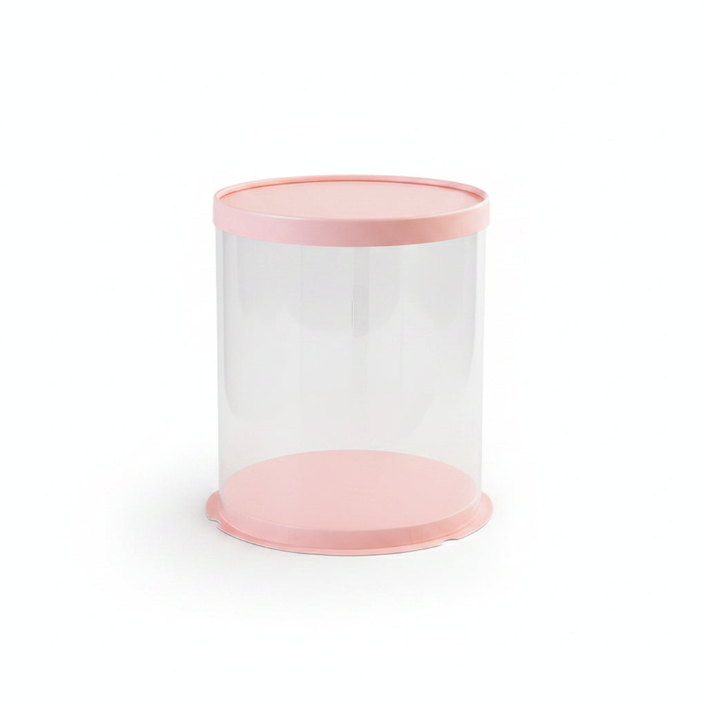 12" Round Pvc Pink  Transparent Box