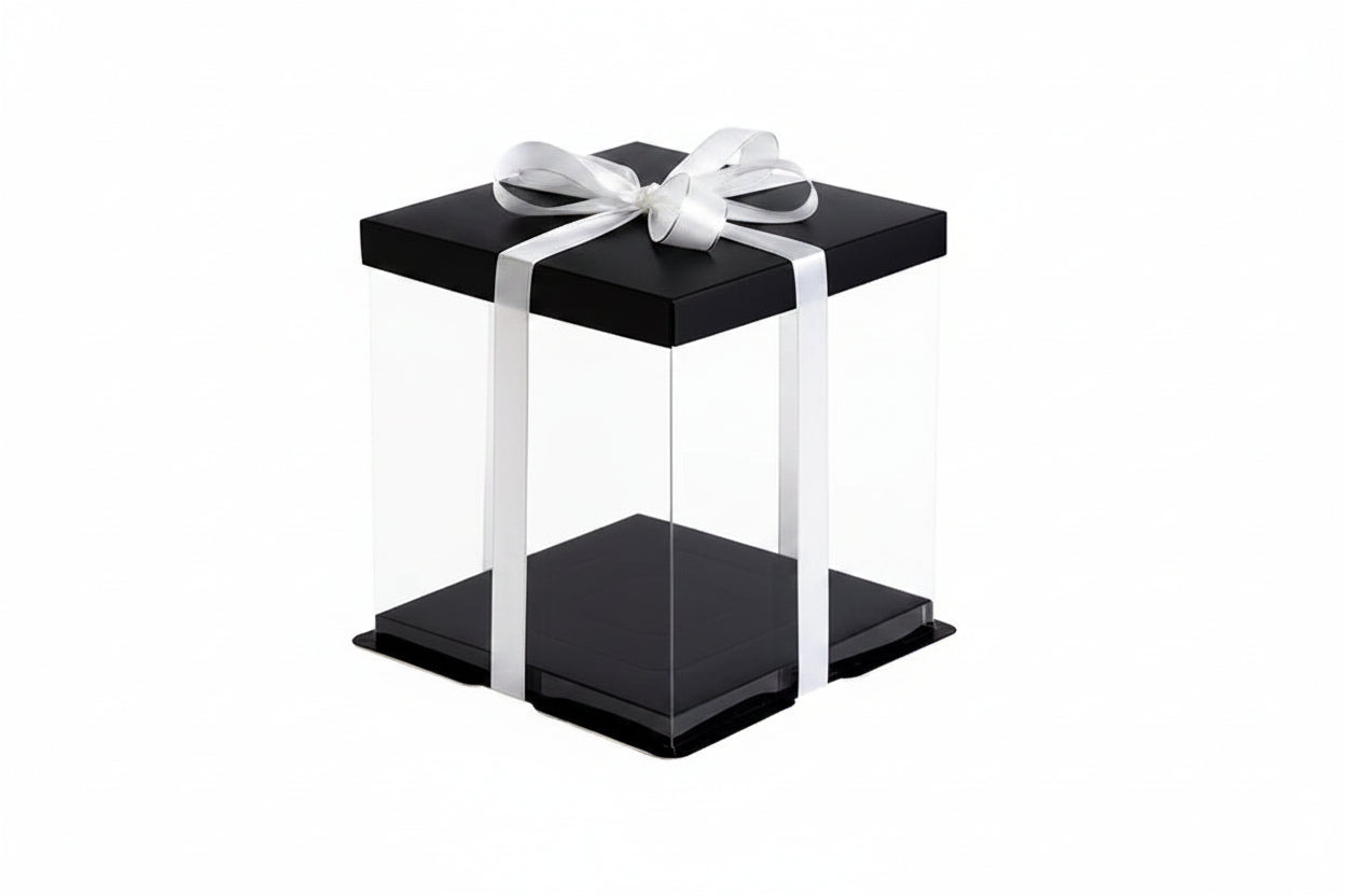 10" Square Pvc Black  Transparent Box