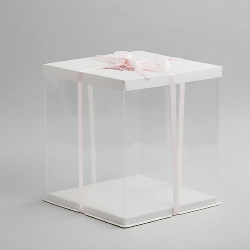 10" Square Pvc White  Transparent Box