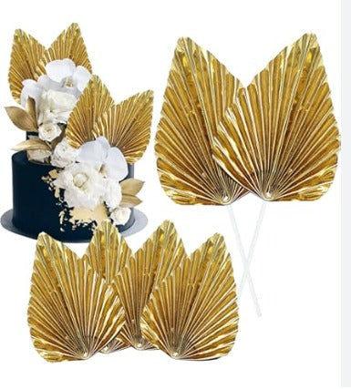 Gold Paper Fan Topper 1Pair