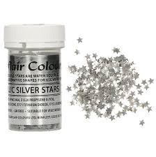 Sugarflair Metallic Silver Colour Stars - 3g
